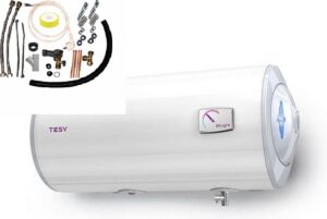 Horizontale elektrische boiler met wandmontage 80 liter inclusief installatie set